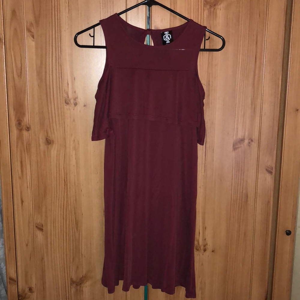 Agnes & Dora Maroon Cold Shoulder Dress